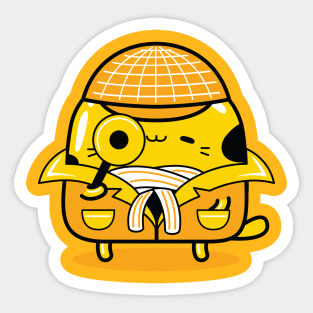 yellow cat detective profession Sticker